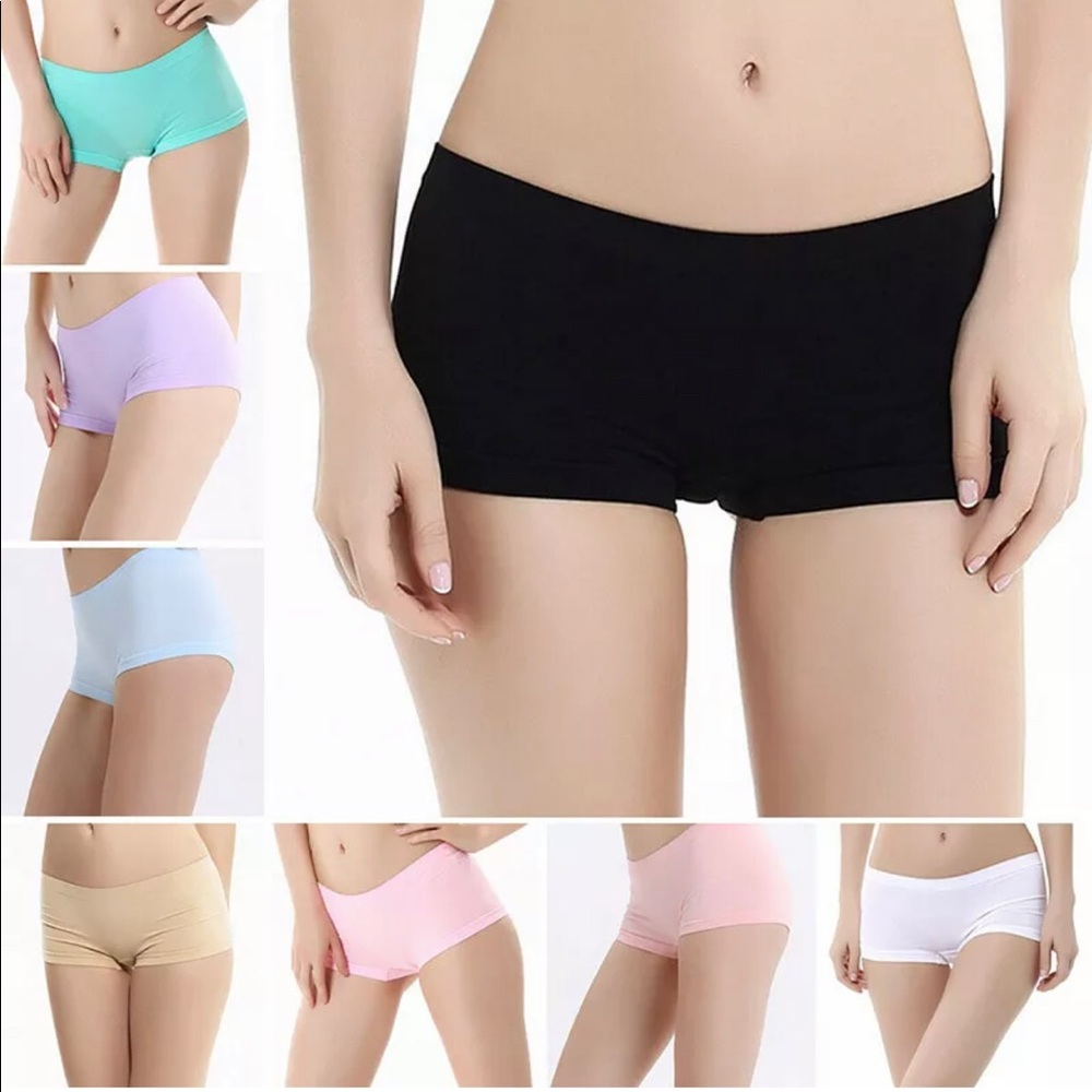 3pc seamless black beige purple short panties P7